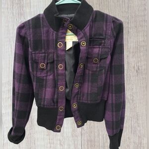 WetSeal purple plaid jacket women's small